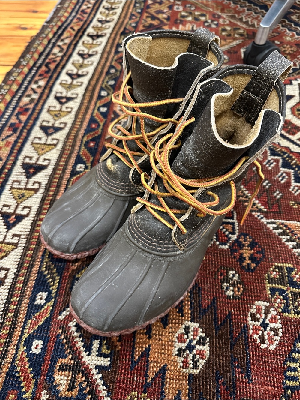 L.L. Bean Brown and Yellow Lace-Up Winter Duck Boots